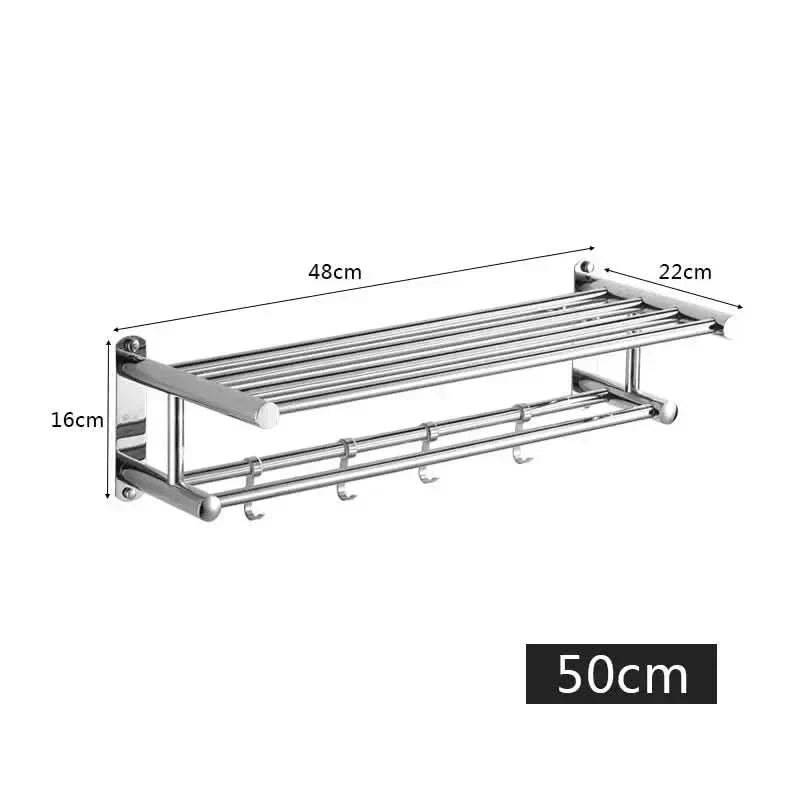 Stainless Steel Towel Rack with Shelf for Wall Mounting