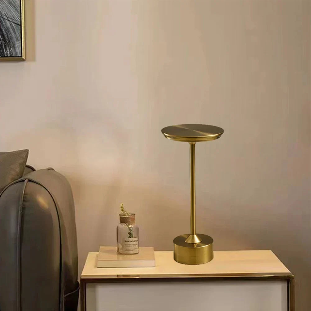 Wireless table lamp with warm white LED light for bars and living spaces