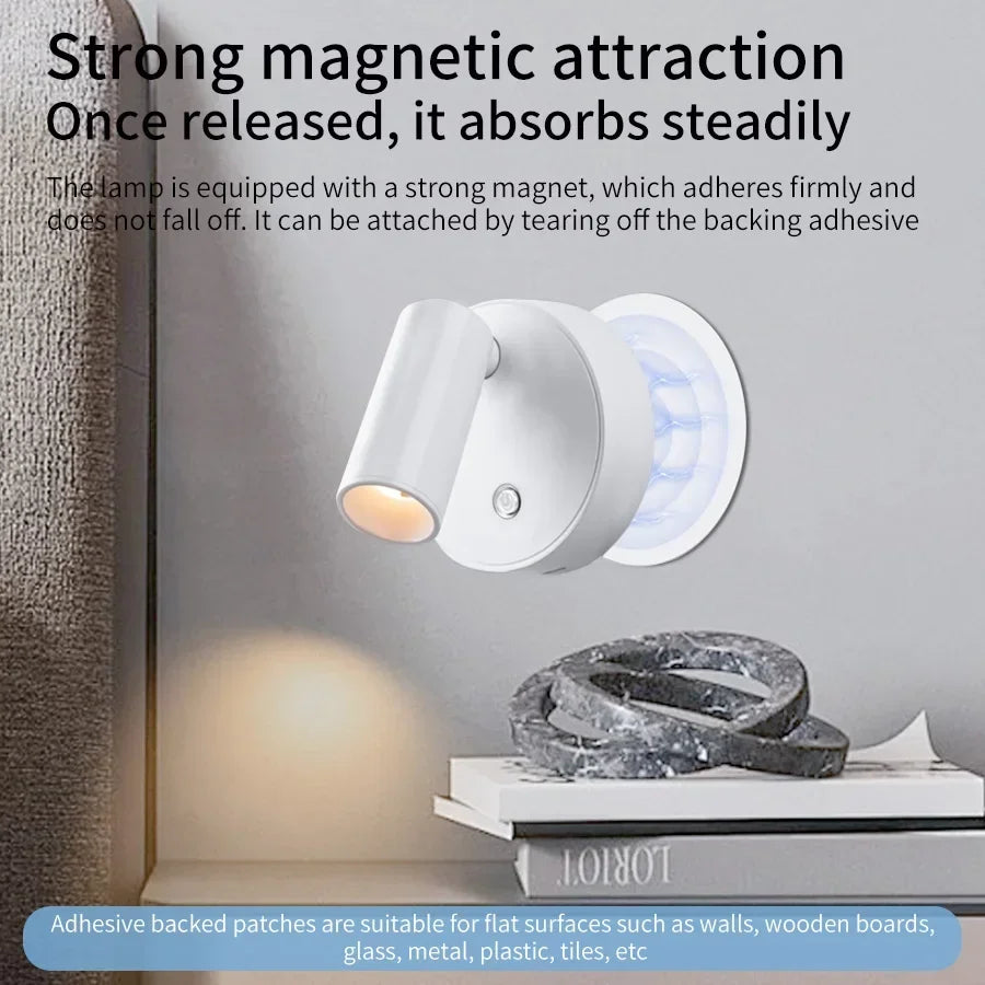 Cordless LED Wall Light Dimmable Magnetic 360° Swiveling
