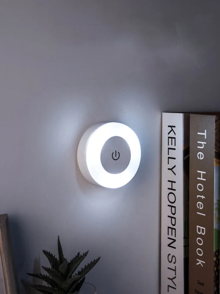 Rechargeable LED night light with touch control and magnetic mounting