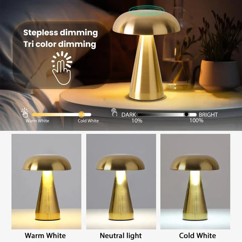 Pilz Tischlampe Retro LED dimmbar kabellos wiederaufladbar