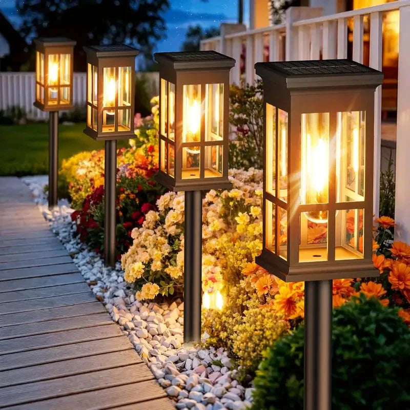 Solar-Wegeleuchten im Laternen-Design 2er-Set – LED mit Glühfaden-Optik product image 1