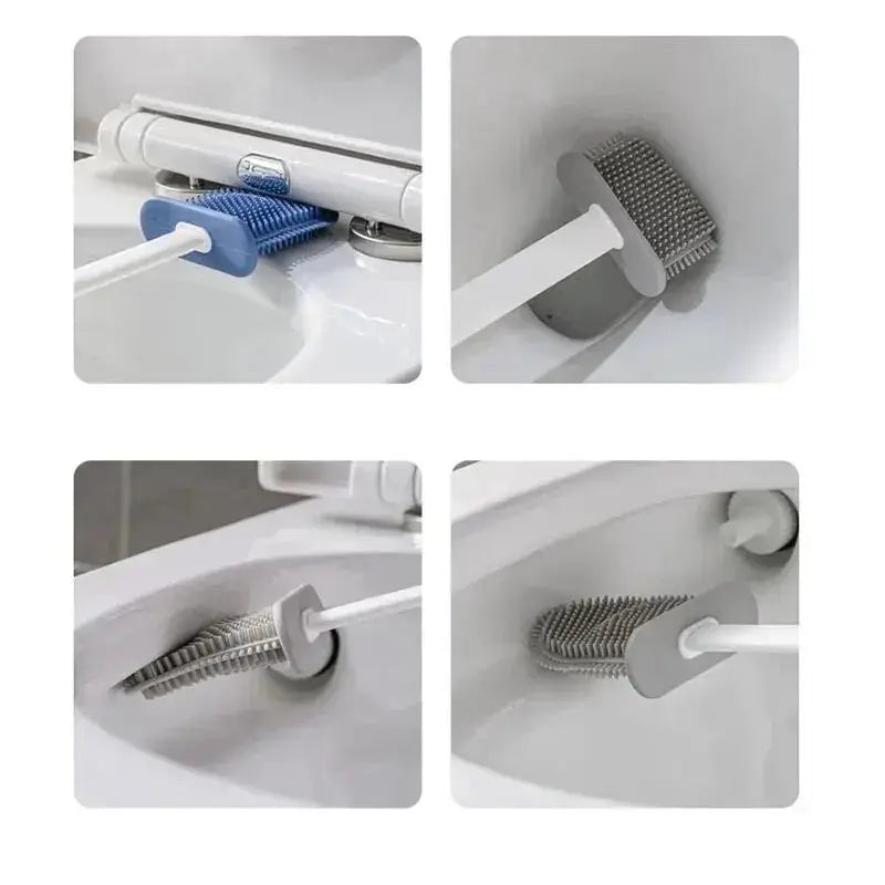 Silicone toilet brush with wall mount – 2-in-1 antibacterial