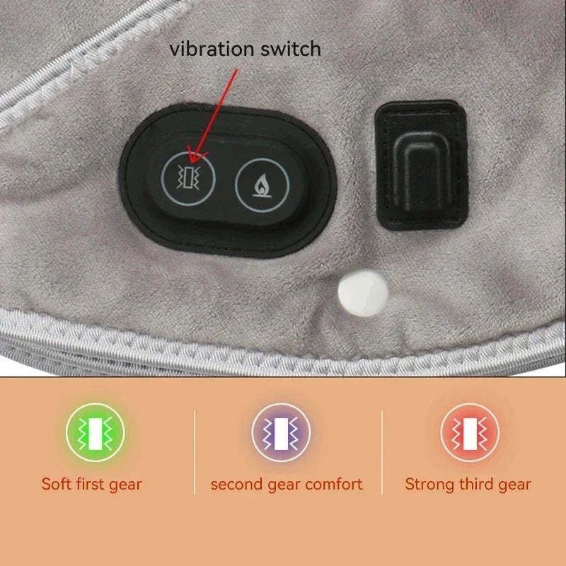 Neck and shoulder massage pillow with heat and vibration
