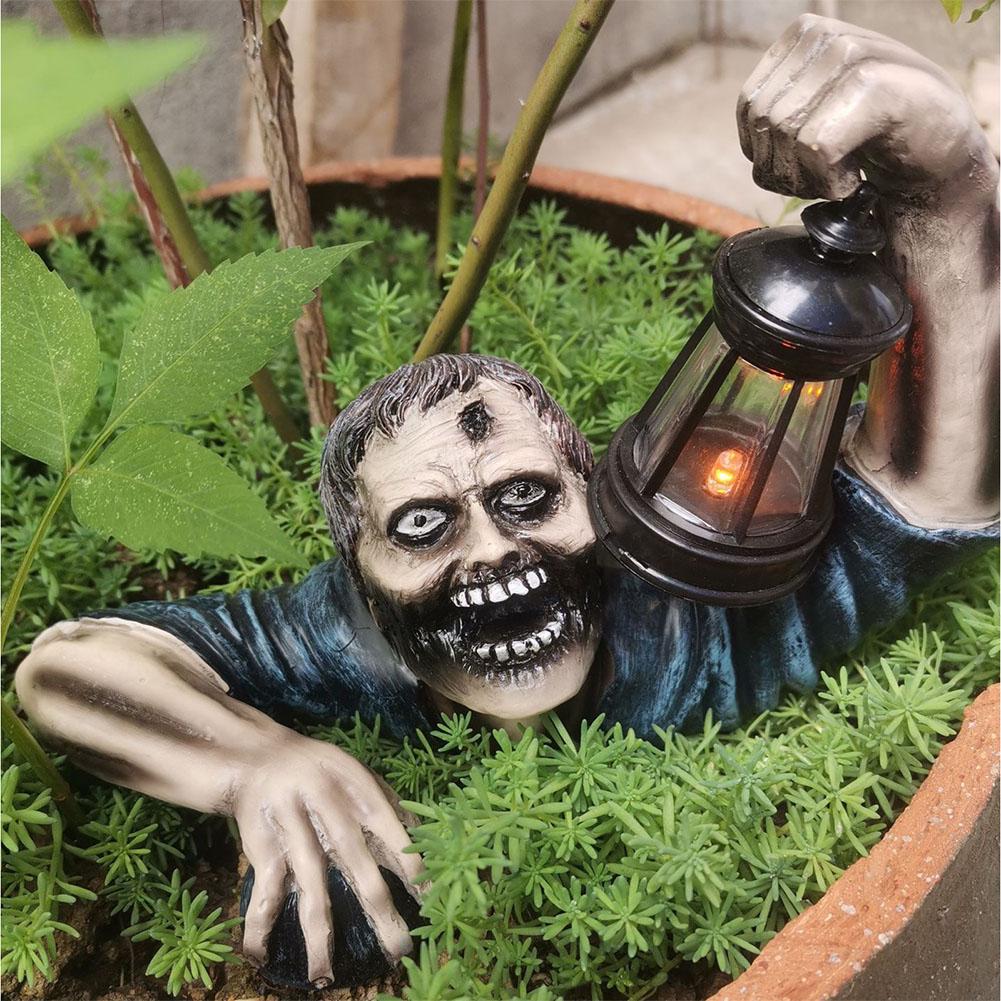 Halloween Zombie Laterne mit LED Beleuchtung – Gruselige Gartendeko aus