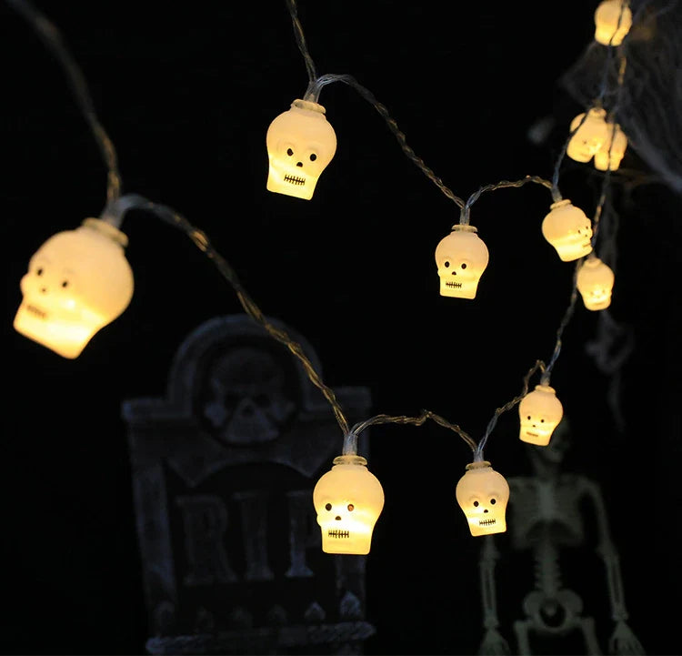 Halloween LED Lichterkette – Kürbis, Totenkopf & Augapfel – 1,5m mit 10 LEDs