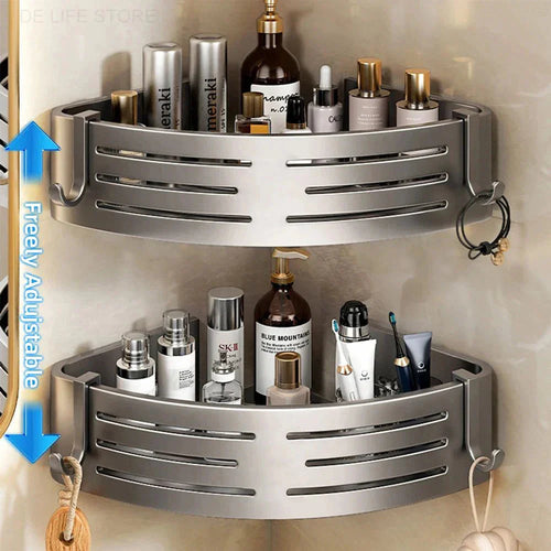 Duscheckregal 2er-Set – Bohrlochfreie Wandmontage mit Haken product image 2