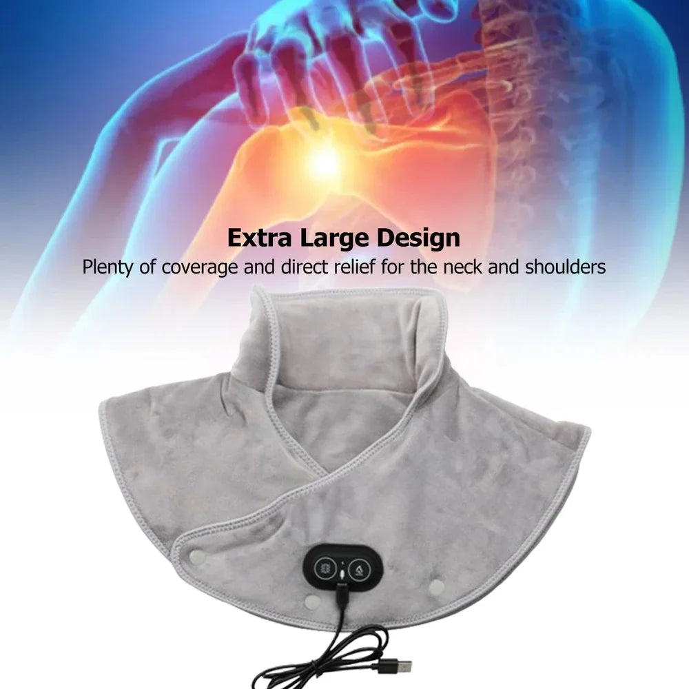 Neck and shoulder massage pillow with heat and vibration