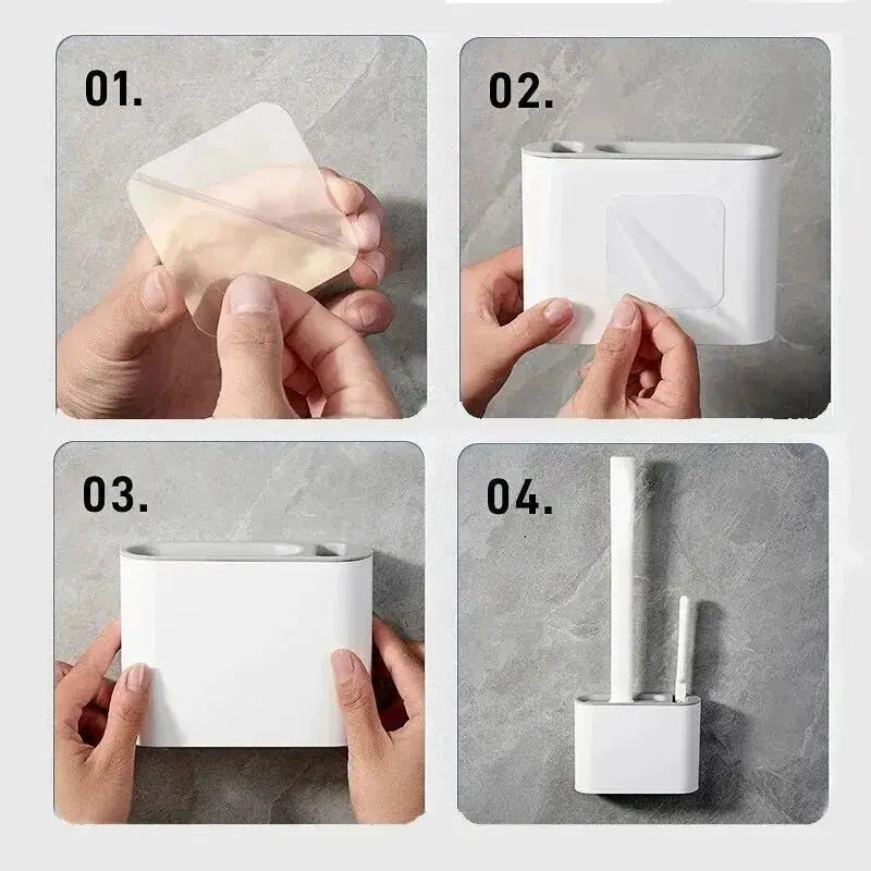 Silicone toilet brush with wall mount – 2-in-1 antibacterial