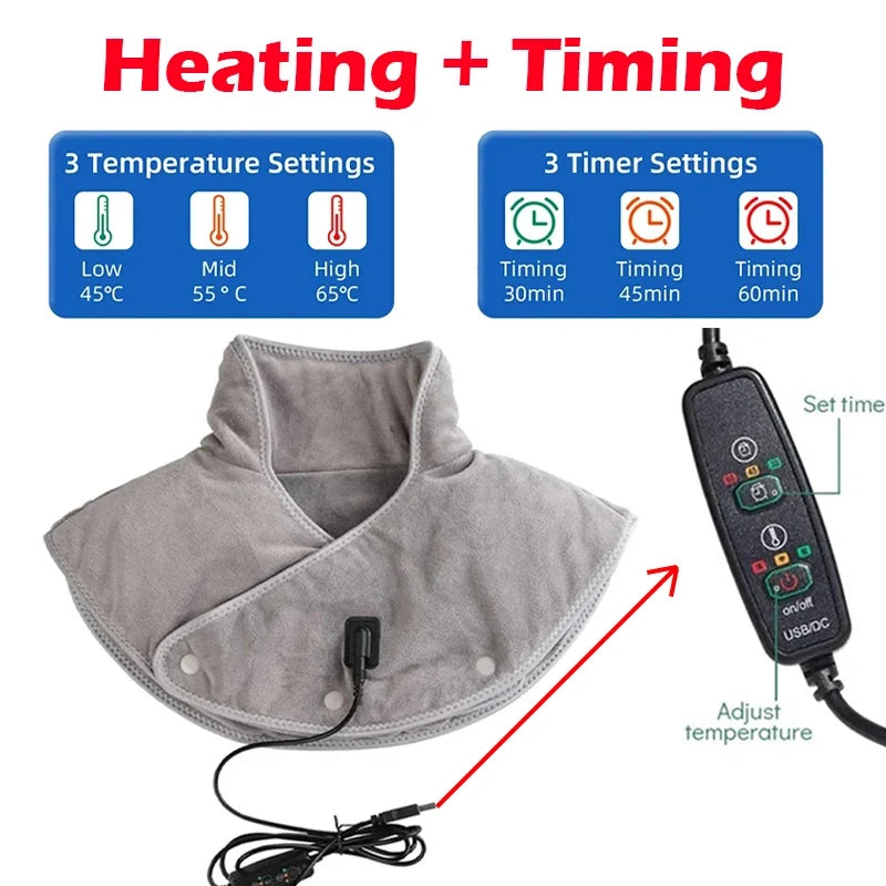 Neck and shoulder massage pillow with heat and vibration