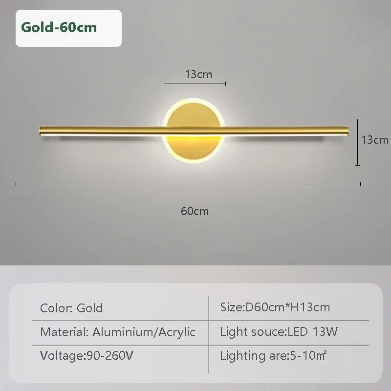 LED Wandleuchte Schwarz Gold – Spiegelleuchte 40/60/80 cm