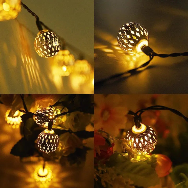 e Lichterkette Marokkanisch 12 m – 100 LED-Kugeln Warmweiß