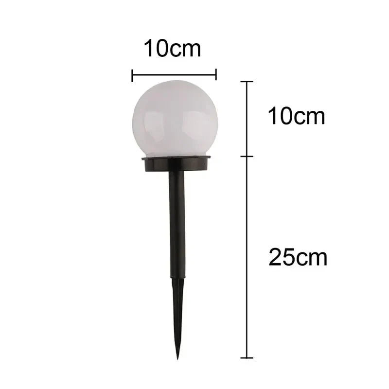 Round LED solar garden light with automatic light control