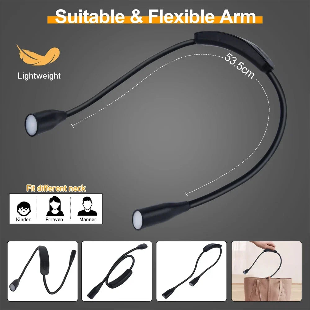 LED Neck Light with 3 Light Colours – USB Rechargeable & Dimmable