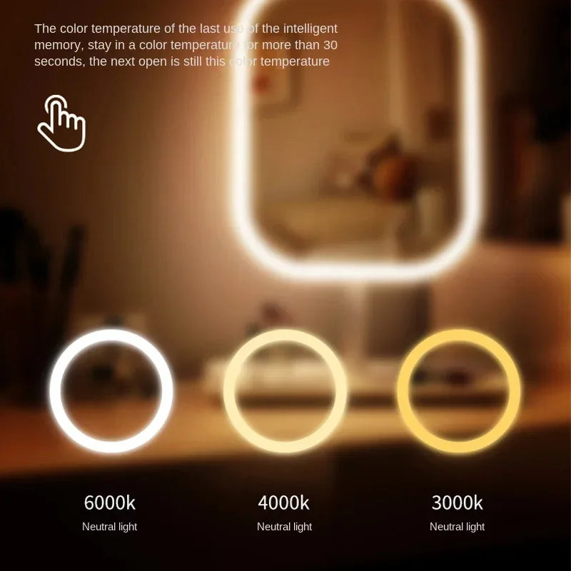 LED Makeup Mirror with 3 Light Colors and Touch Control