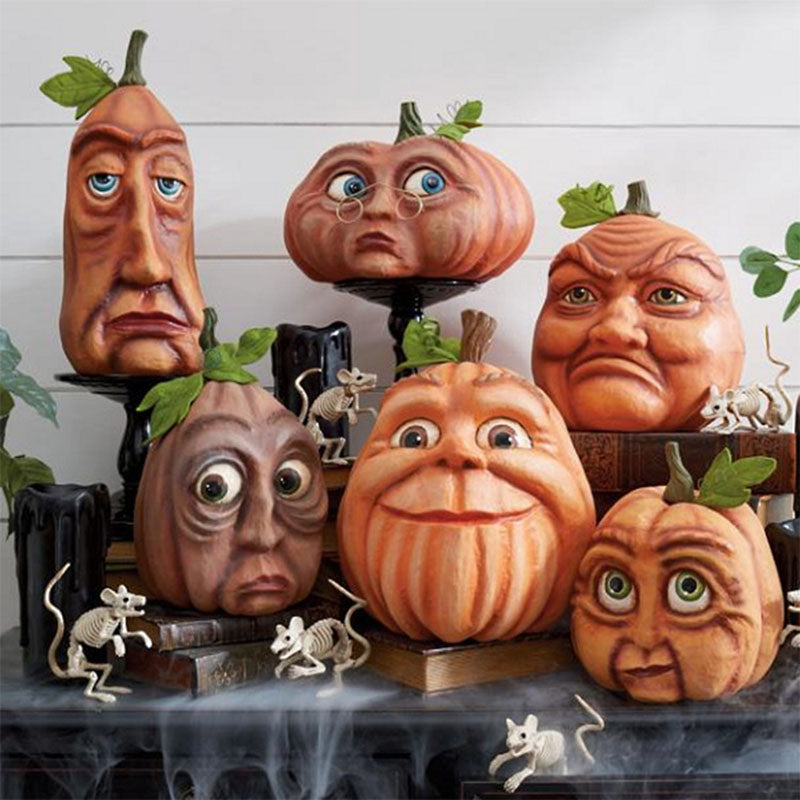 Halloween Kürbis Dekoration mit Beleuchtung – Lustiger Kürbiskopf aus Harz für