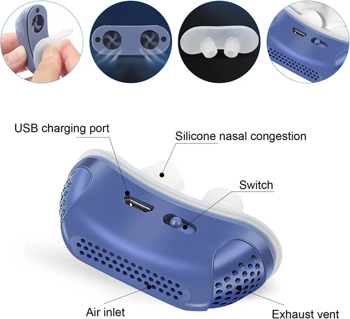 Nasal snoring stopper device - mask-free and USB-rechargeable