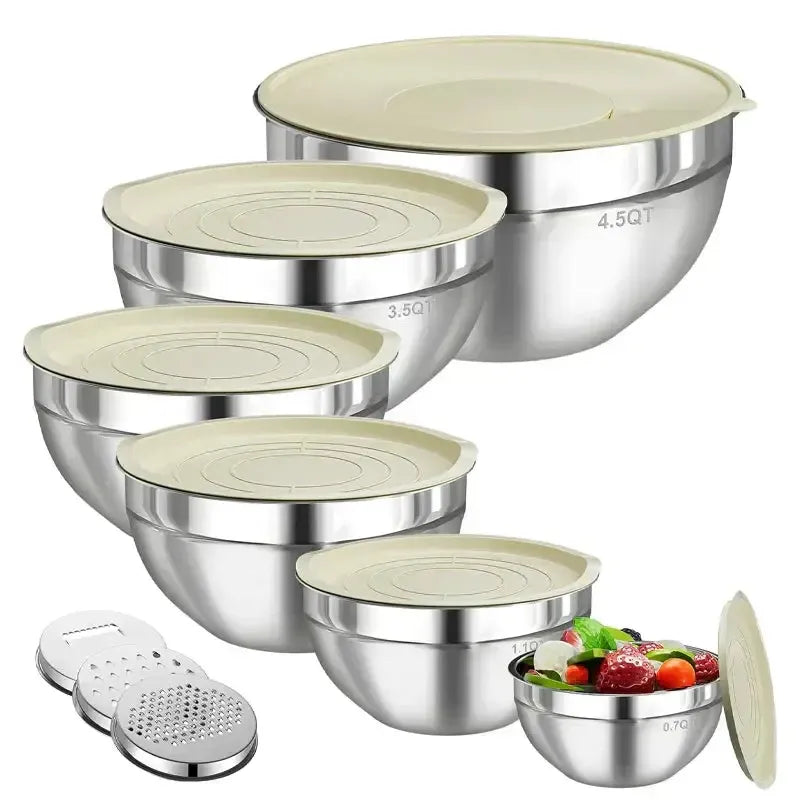 Schüssel Set 6-teilig mit Deckeln und Reibeaufsätzen