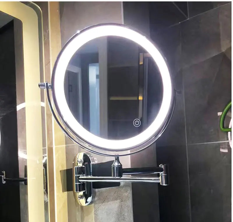 LED makeup mirror with magnification and USB charging