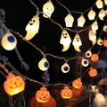 Halloween LED Lichterkette – Kürbis, Totenkopf & Augapfel – 1,5m mit 10 LEDs
