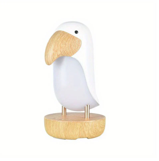 Rechargeable wooden night lamp in a bird design