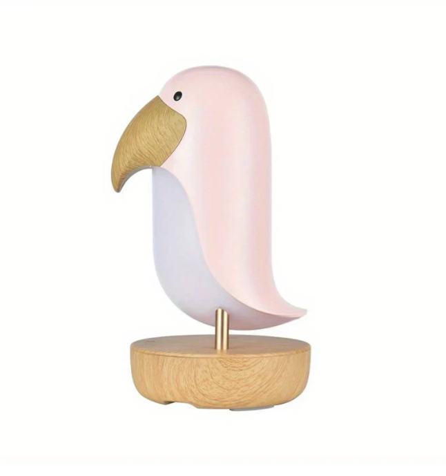 Rechargeable wooden night lamp in a bird design