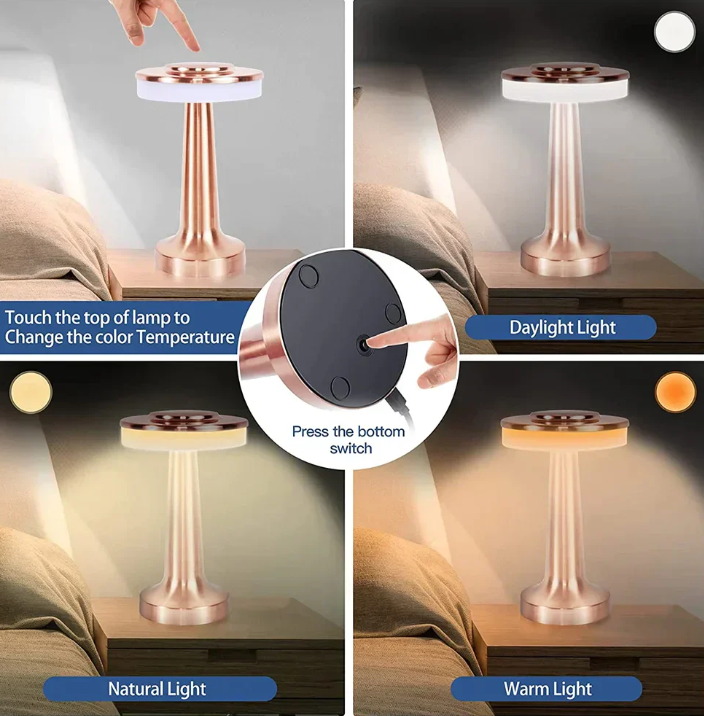 Wireless LED table lamp with dimmable light - versatile use