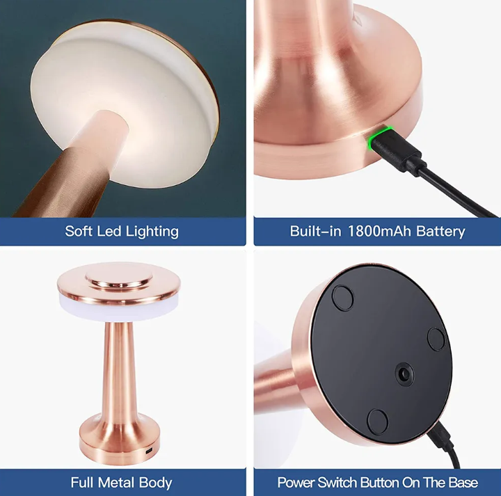 Wireless LED table lamp with dimmable light - versatile use