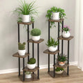 5-tier metal and wood plant shelf - vertical flower stand