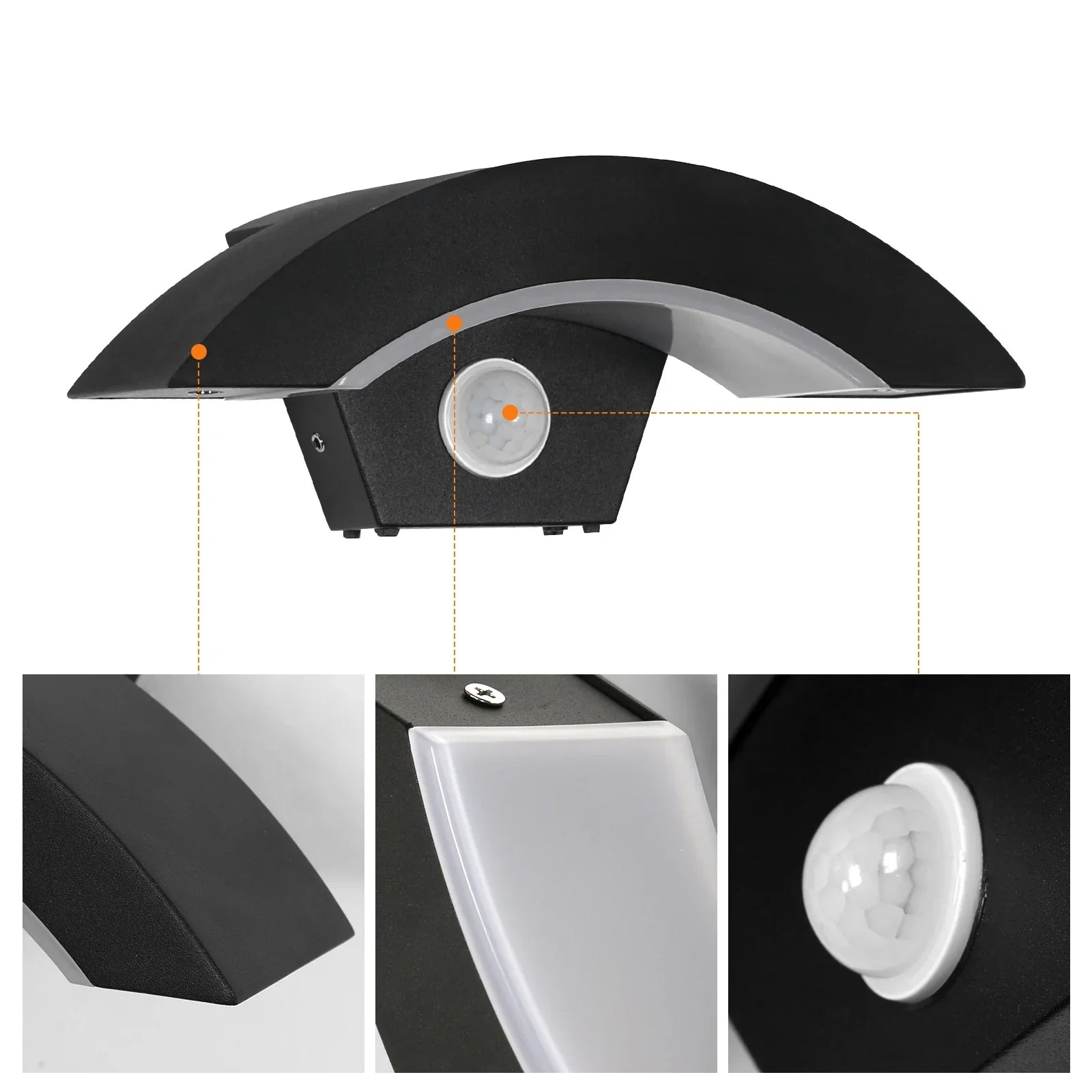 LED Außenwandleuchte 24W mit Bewegungsmelder – Warmweiß Schwarz