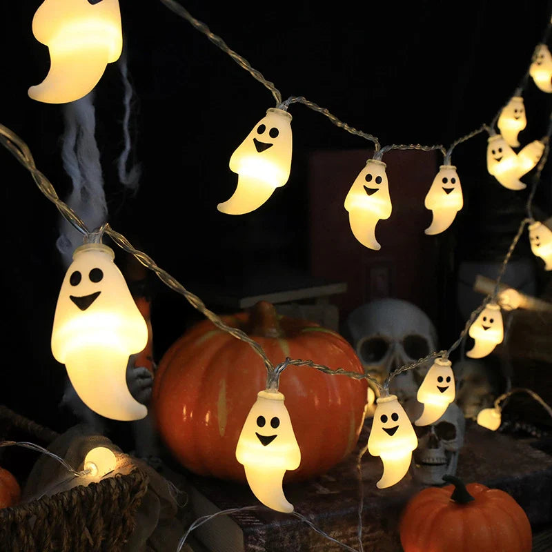 Halloween LED Lichterkette – Kürbis, Totenkopf & Augapfel – 1,5m mit 10 LEDs