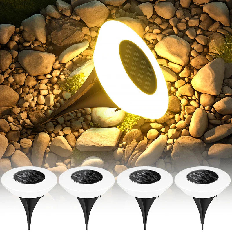 Solar-Bodenleuchten 4er-Set – 14 LEDs und 360°-Lichtring product image 1