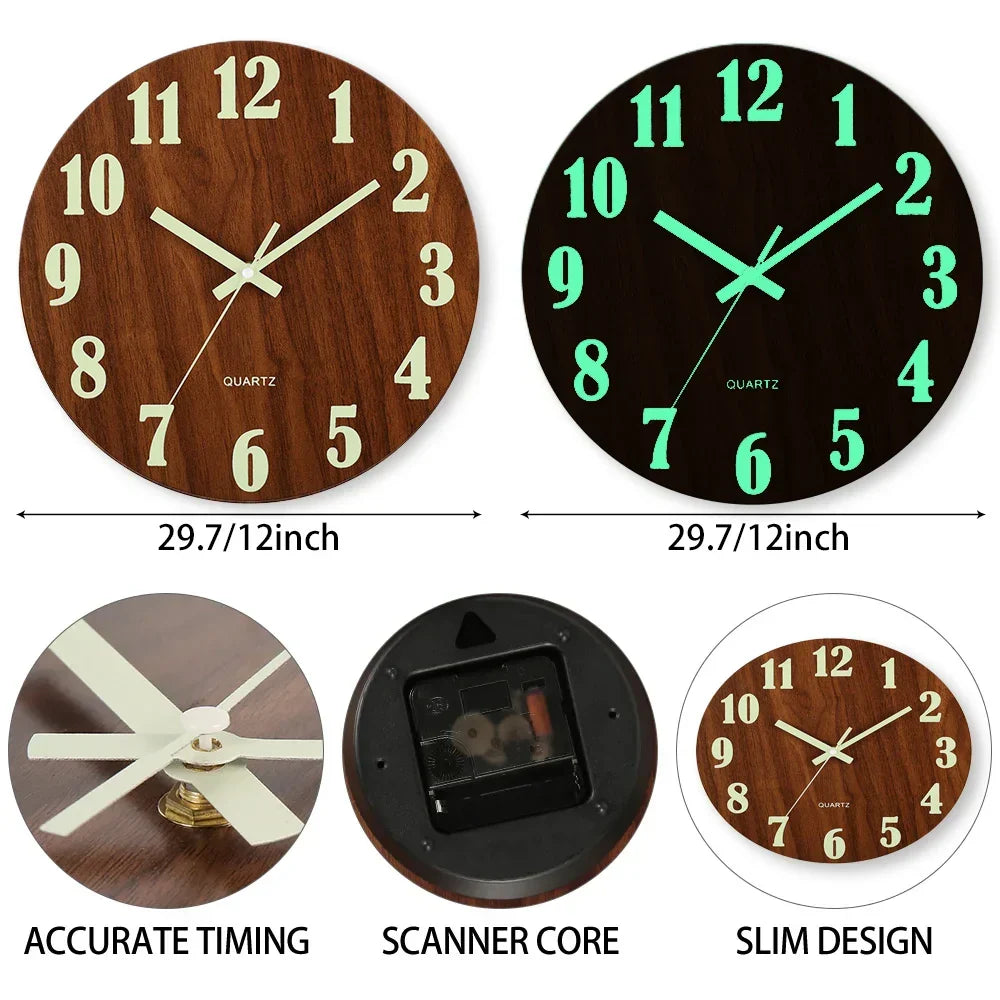 Wanduhr mit nachleuchtenden Ziffern – ablesbar bei Tag und Nacht