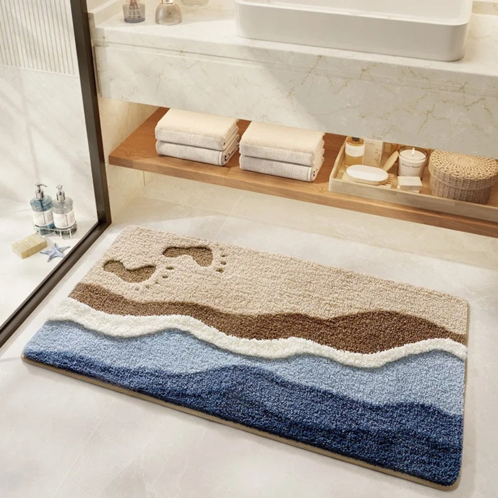 Badematte mit Küstendesign – weich, saugfähig und rutschhemmend