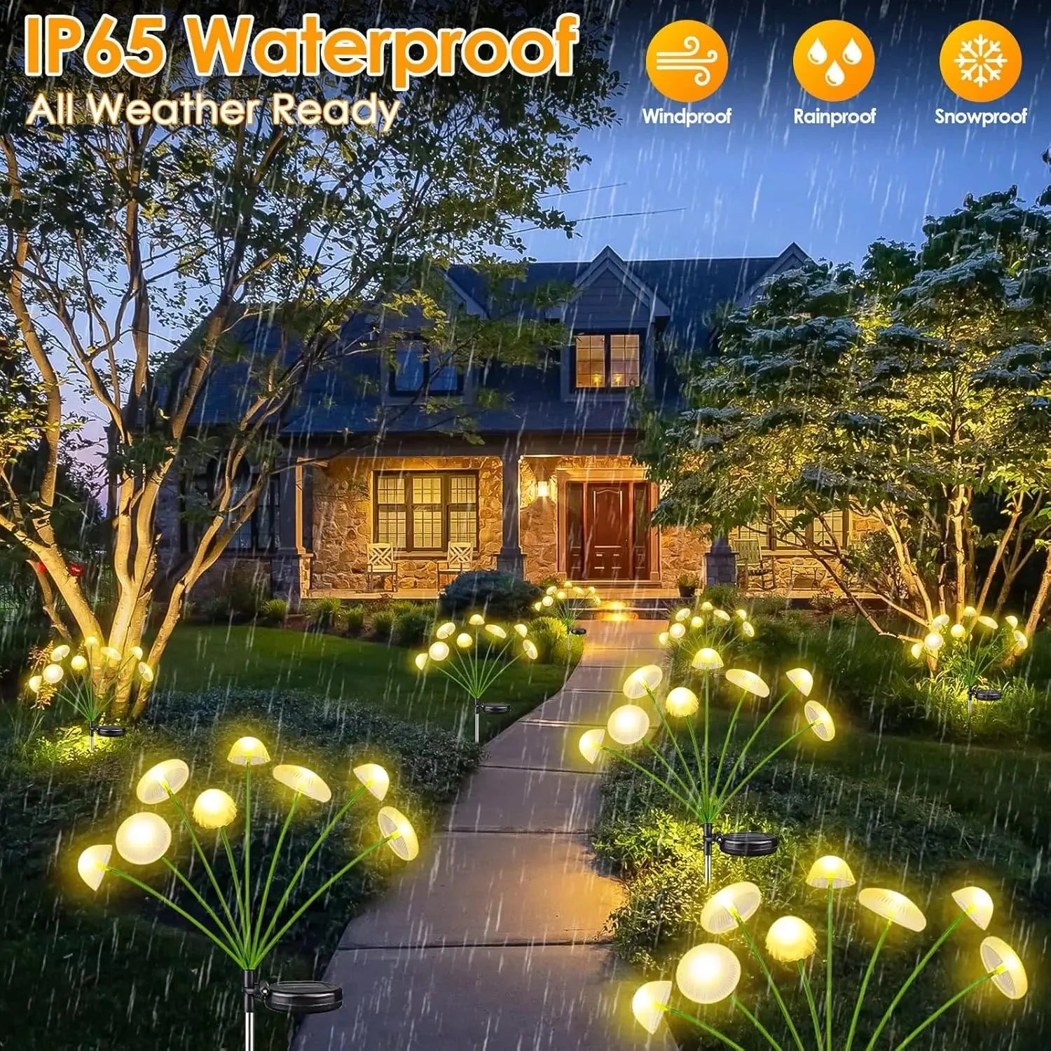 Solar-Pilzleuchten 2er-Set – 6 schwingende Köpfe, RGB oder Warmweiß product image 6