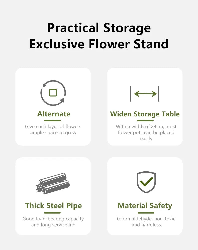 Pflanzenregal 5 Ebenen Metall Holz – Vertikaler Blumenständer