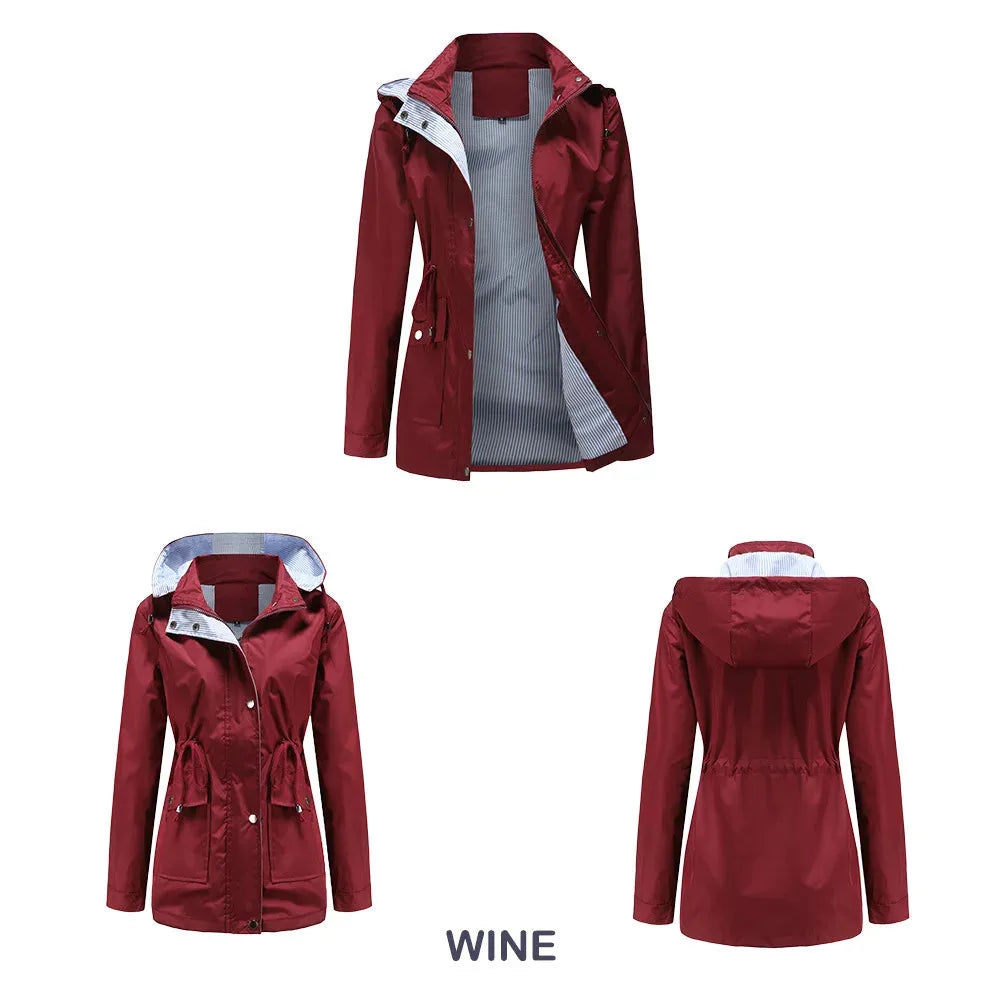 Waterproof women's rain jacket with hood for spring and everyday wear