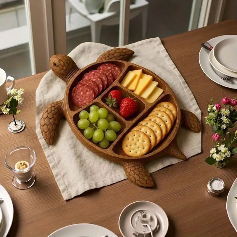Servierbrett aus Massivholz in Tierform – Snackplatte mit Fächern