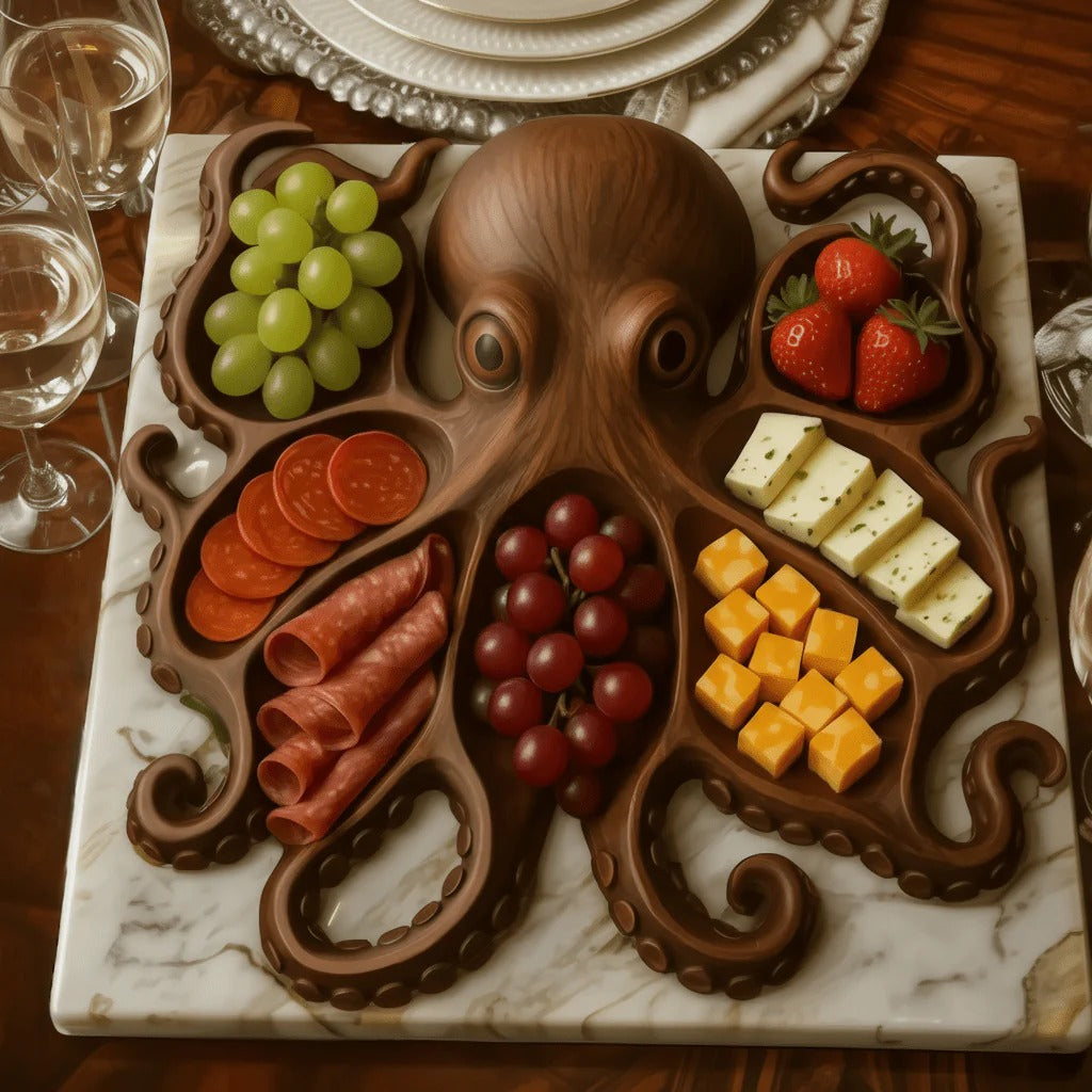 Servierbrett aus Massivholz in Tierform – Snackplatte mit Fächern