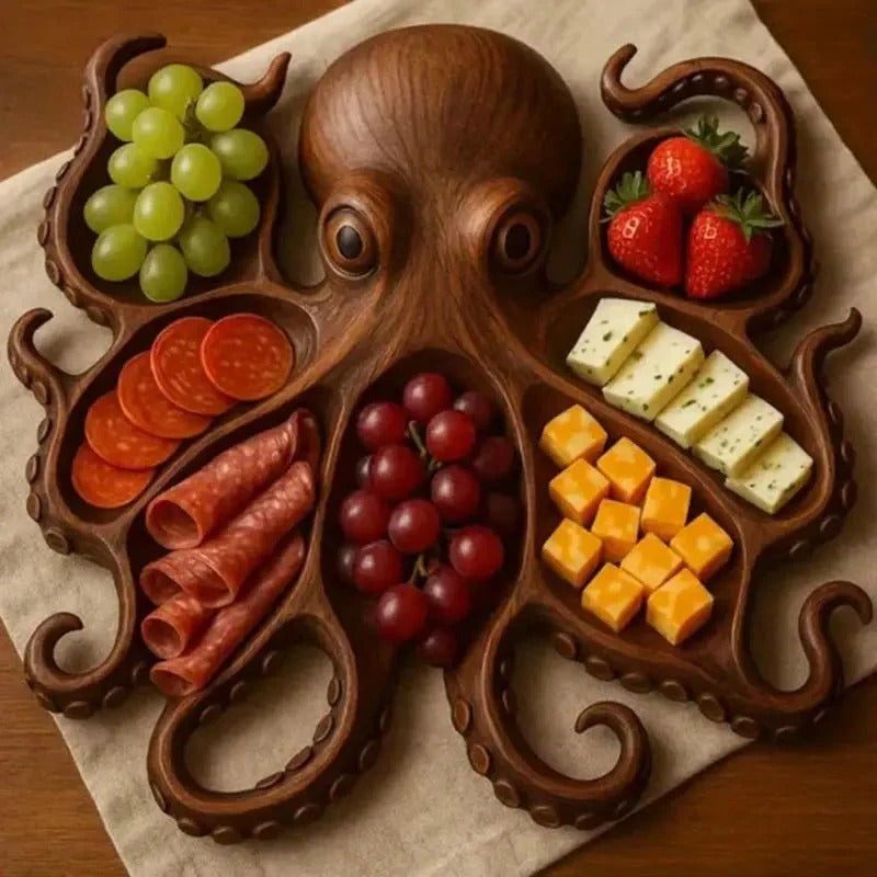 Servierbrett aus Massivholz in Tierform – Snackplatte mit Fächern