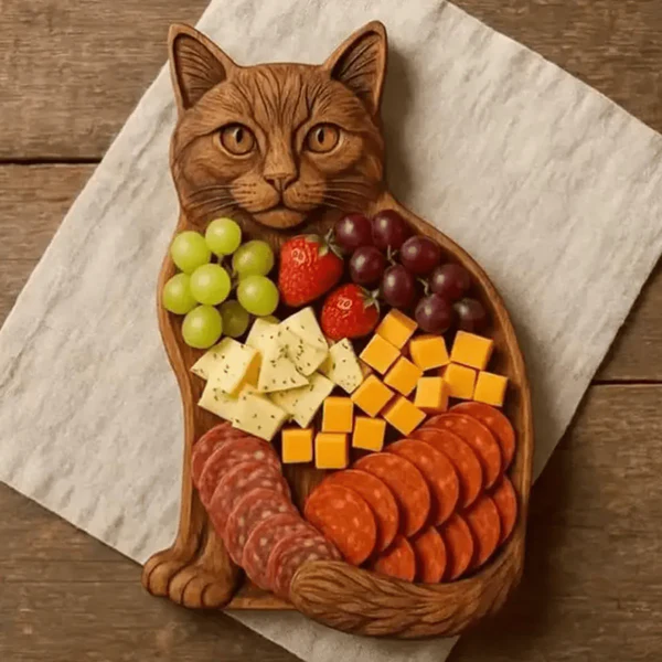 Servierbrett aus Massivholz in Tierform – Snackplatte mit Fächern