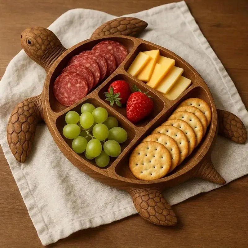 Servierbrett aus Massivholz in Tierform – Snackplatte mit Fächern