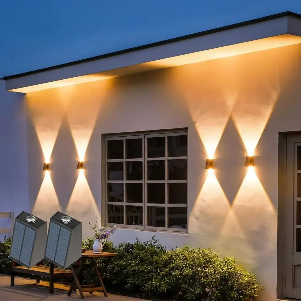 Solar LED Wandleuchte mit einstellbarer Helligkeit und Farbwechsel