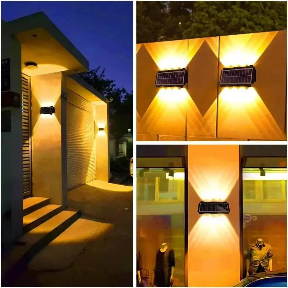 Solar LED Wandleuchte mit einstellbarer Helligkeit und Farbwechsel