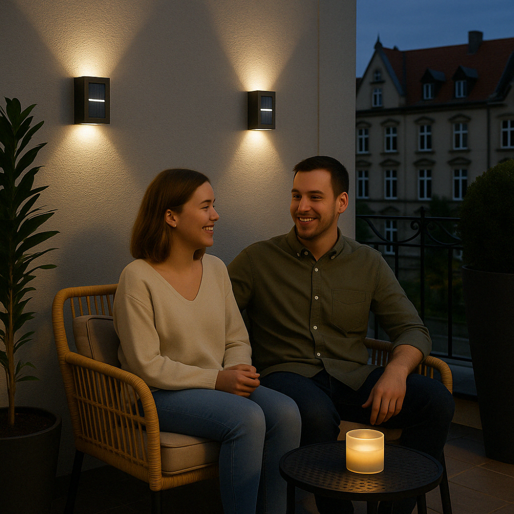 Außenwandlampe mit warmweißem LED-Licht – 4er-Set