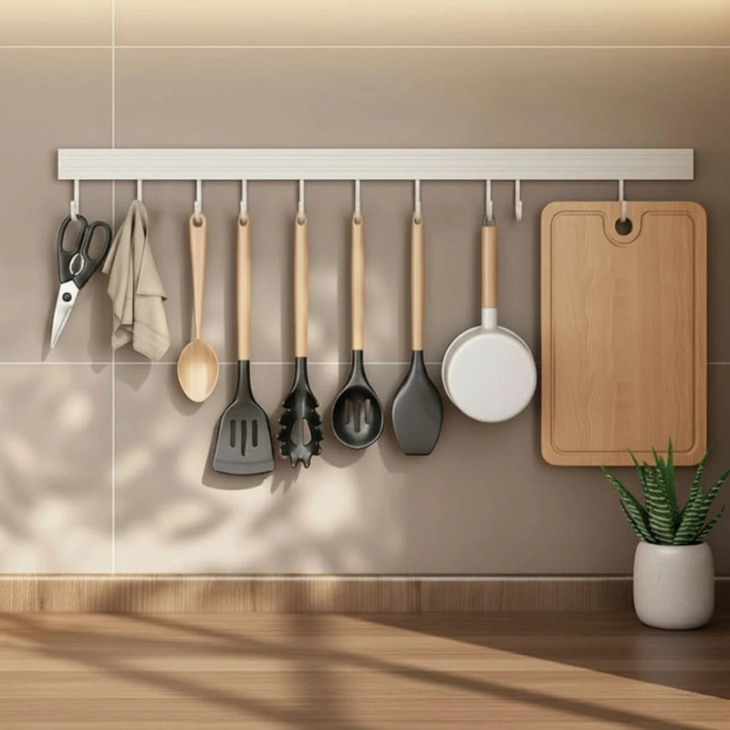 Kitchen rack without drilling - space-saving hanging system