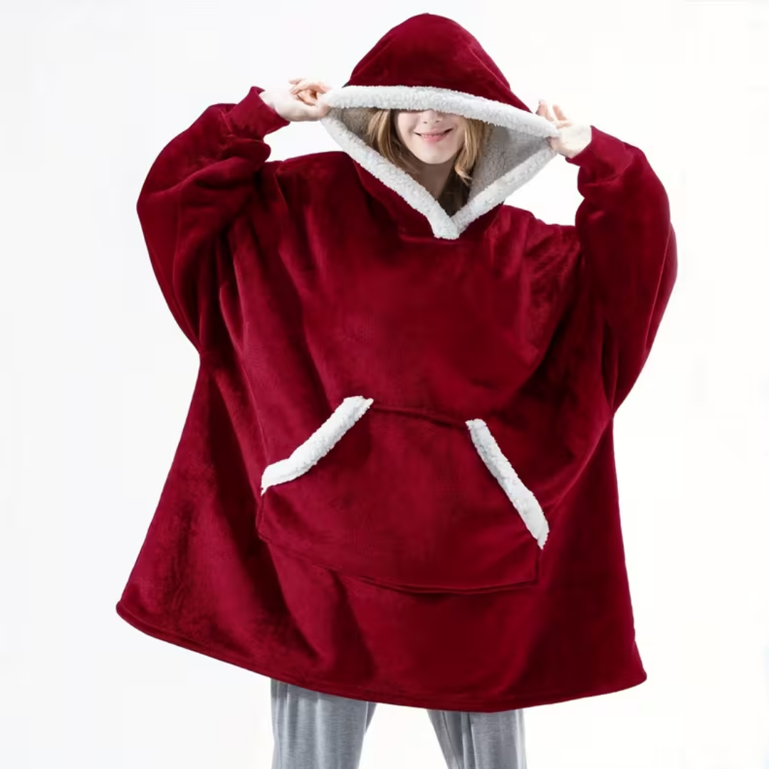 Decken Hoodie mit Sherpa Fleece – Übergroßer Kuschelpullover