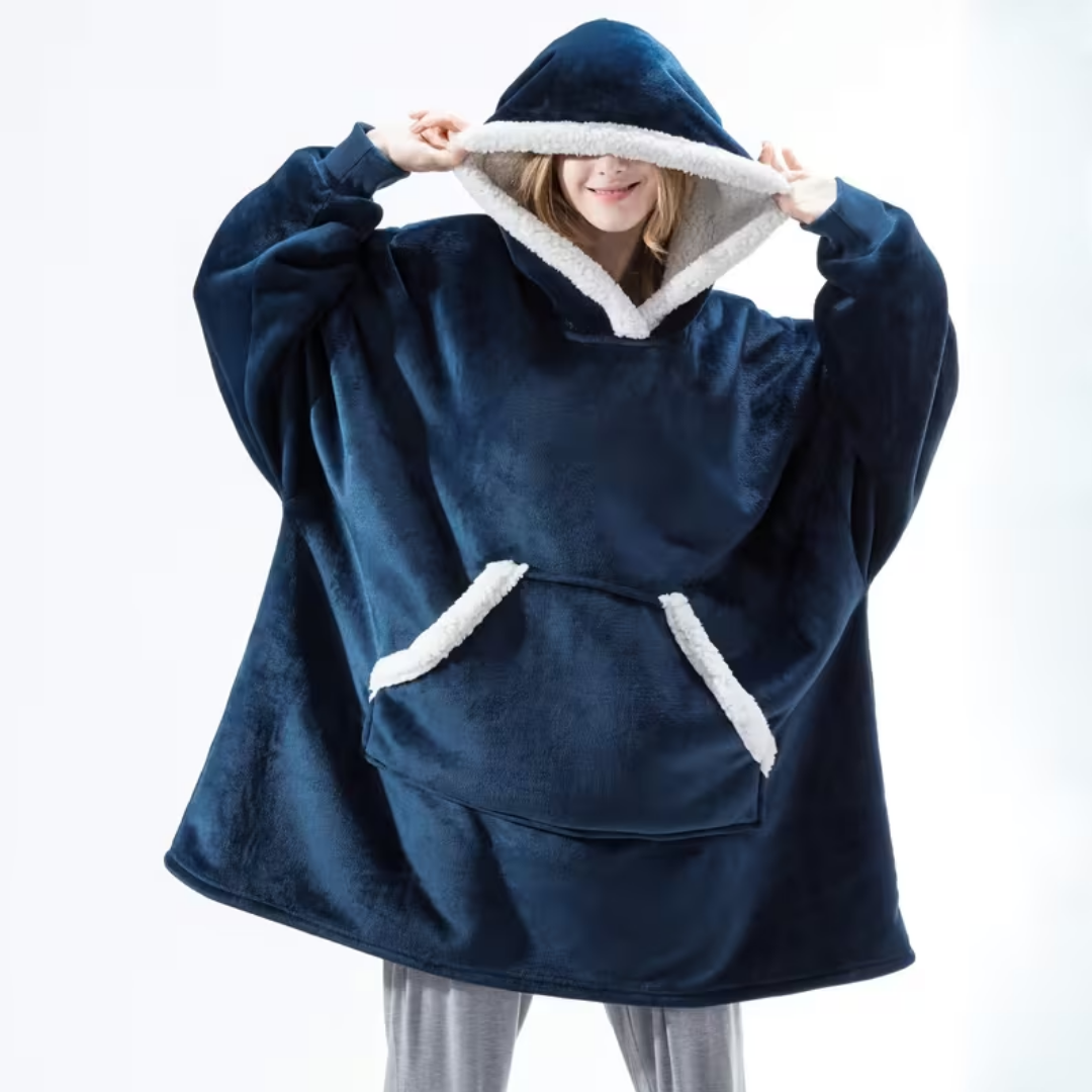 Decken Hoodie mit Sherpa Fleece – Übergroßer Kuschelpullover