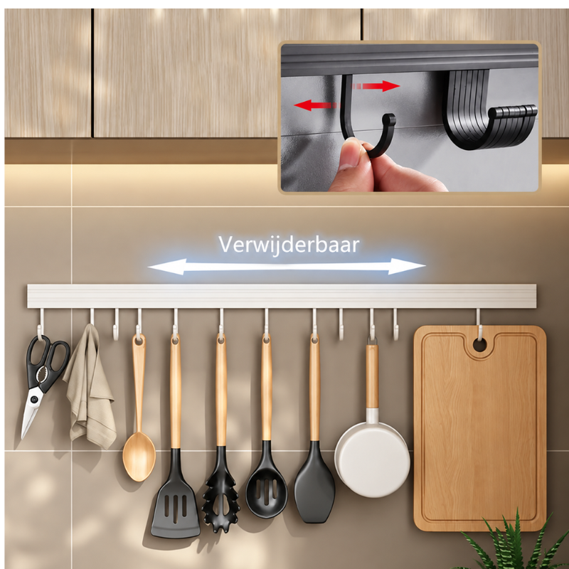 Kitchen rack without drilling - space-saving hanging system
