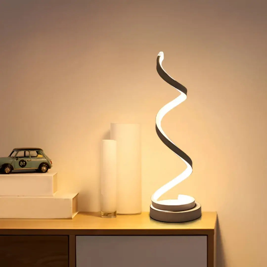Spiralförmige LED-Tischlampe 19W mit Dimmer – Blendfreies Licht